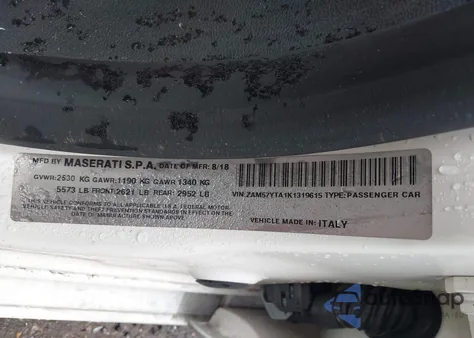 2019 Maserati Ghibli S/Q4 from USA, damaged, VIN ZAM57YTA1K1319615